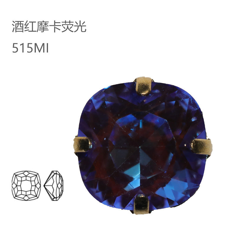 2021 autumn new models, fat square claw diamond mocha fluorescent DIY clothing, wedding accessories, jewelry, crystal diamond accessories