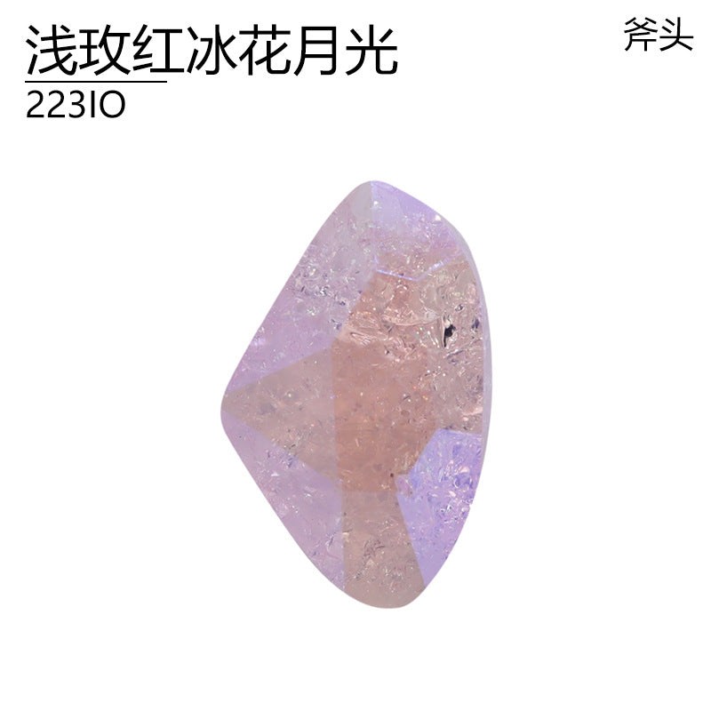 Axe special-shaped natural ice flower crystal moonlight IO series DIY nail diamond high-end crystal jewelry high-top diamond