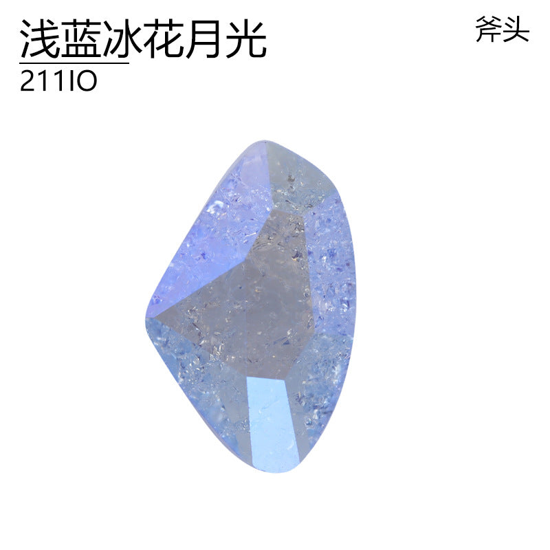 Axe special-shaped natural ice flower crystal moonlight IO series DIY nail diamond high-end crystal jewelry high-top diamond