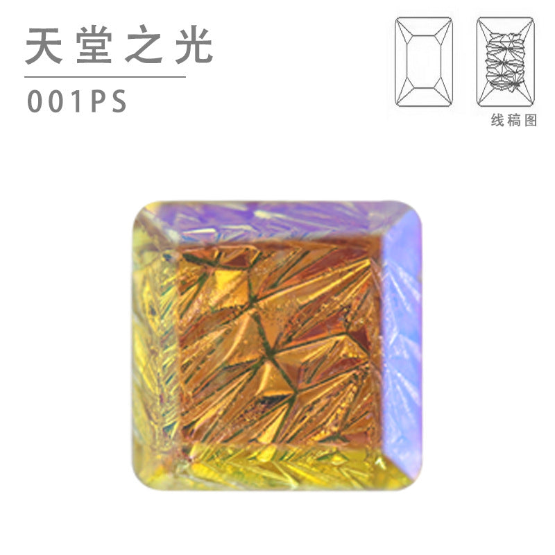 Cross-border selection, square relief glass drill, high-grade special-shaped crystal diamond DIY jewelry accessories, nail drill material