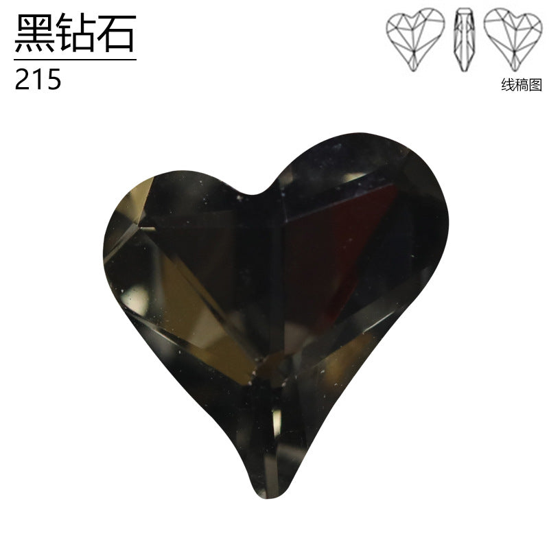 Factory direct sales, crooked peach heart boutique high-top drill pointed bottom special-shaped glass drill DIY nail art jewelry accessories materials