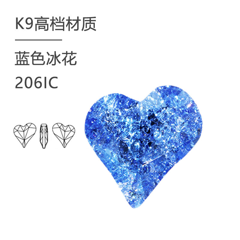 Factory direct sales, crooked peach heart ice flower, special-shaped pointed bottom crystal diamond DIY jewelry, clothing accessories, popcorn stone