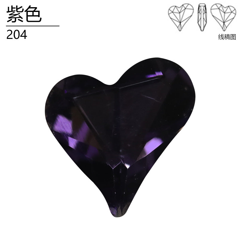 Factory direct sales, crooked peach heart boutique high-top drill pointed bottom special-shaped glass drill DIY nail art jewelry accessories materials