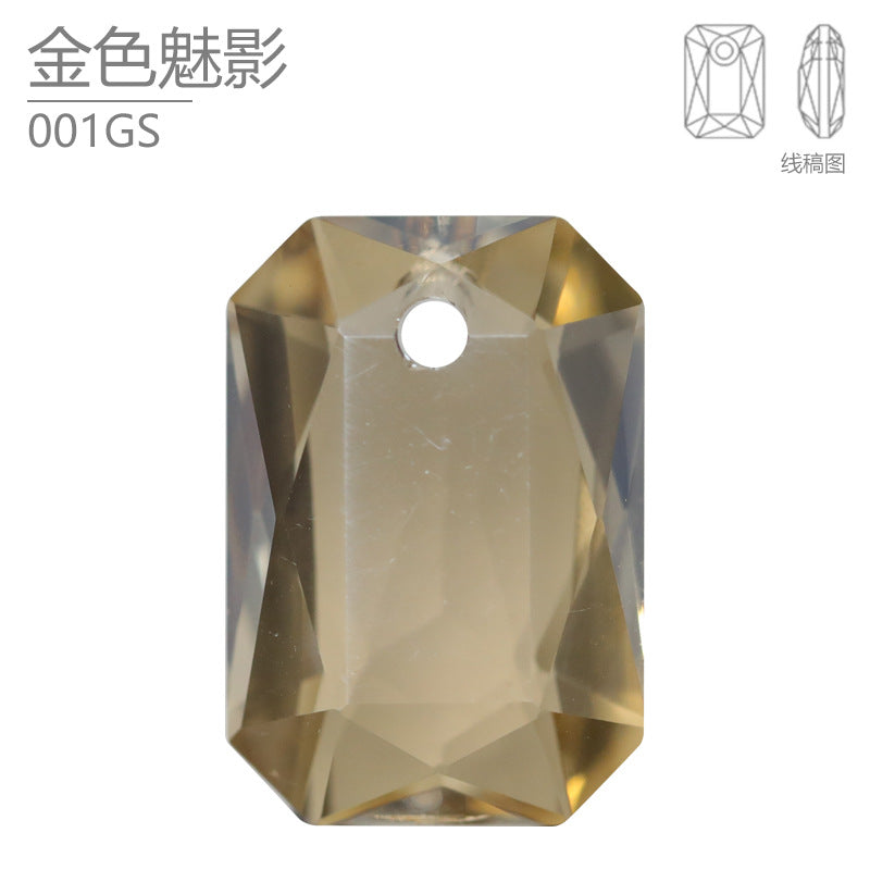 Cross-border hot-selling, rectangular octagonal single-hole crystal pendant, high-end jewelry, jewelry material DIY necklace, earrings accessories.