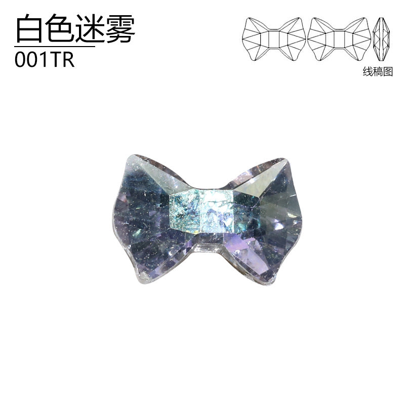 2023 new crystal diamond, bow tie light color mocha, nail glass diamond DIY clothing jewelry material accessories