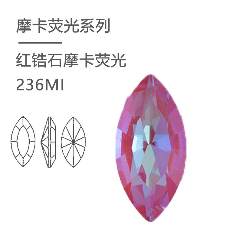 Cross-border hot-selling high-quality imitation Austrian K9 horse eye mocha fluorescent pointed bottom crystal diamond DIY nail art self-adhesive jewelry accessories