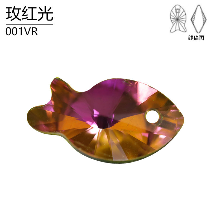 Cross-border new models, fish single-hole pendant, high-end glass diamond DIY earrings, necklace jewelry accessories, drill materials, accessories