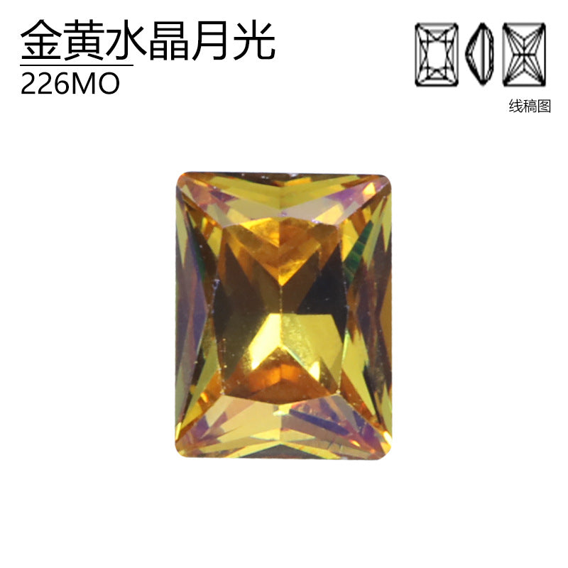 Titanium Zirconium Natural Moonlight Series DIY Nail Art Diamond Rectangle Right Angle Cross K9 High Top Diamond High-grade Crystal Imitation Austrian Diamond