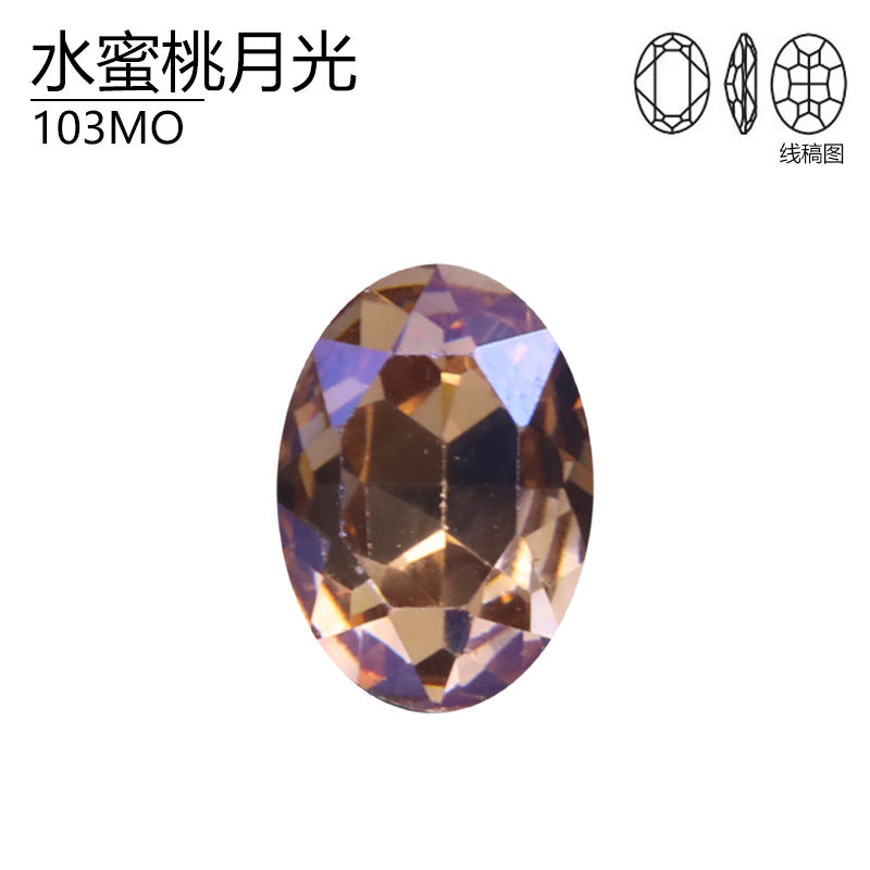 Titanium Zirconium Natural Moonlight Series DIY Nail Art Diamond Oval K9 High Top Diamond High-grade Crystal Imitation Austrian Diamond