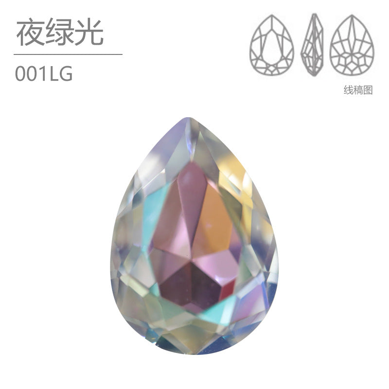 Cross-border popular water drop electroplating beauty crystal diamond DIY jewelry pear-shaped pointed bottom diamond nail drill wearing nail sticker drill