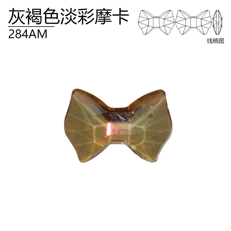 2023 new crystal diamond, bow tie light color mocha, nail glass diamond DIY clothing jewelry material accessories