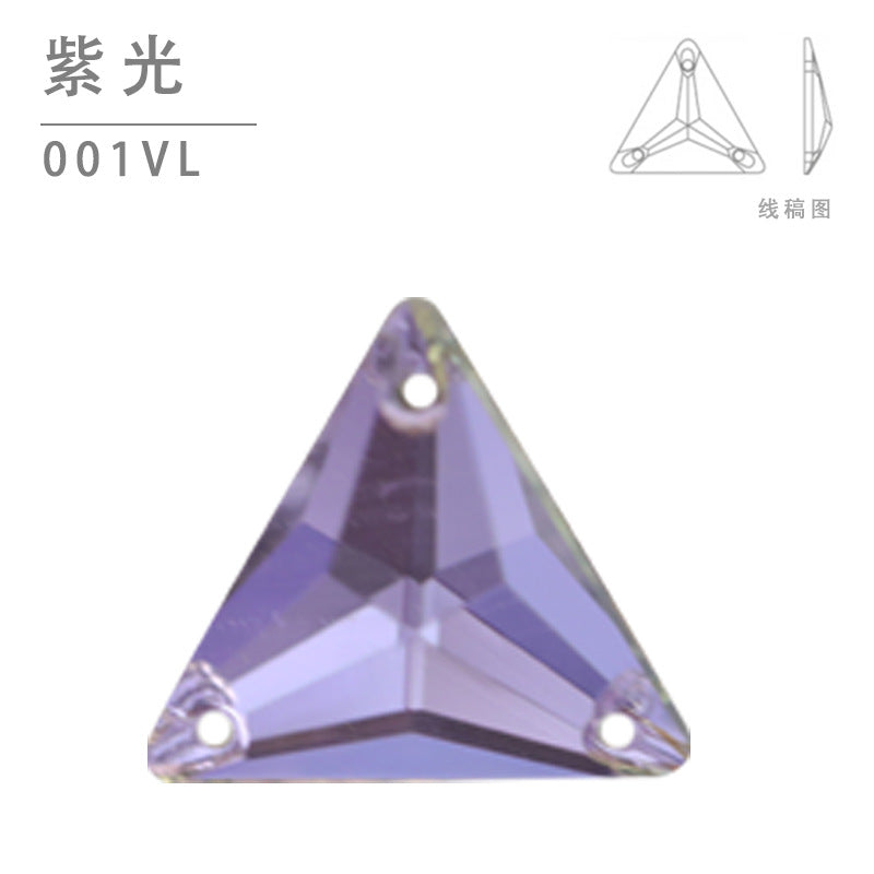 Factory direct sales, clothing accessories, triangular flat buckle, hand seam stone flat bottom diamond, glass material, super flash crystal diamond