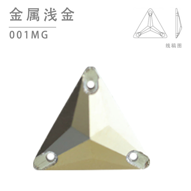 Factory direct sales, clothing accessories, triangular flat buckle, hand seam stone flat bottom diamond, glass material, super flash crystal diamond