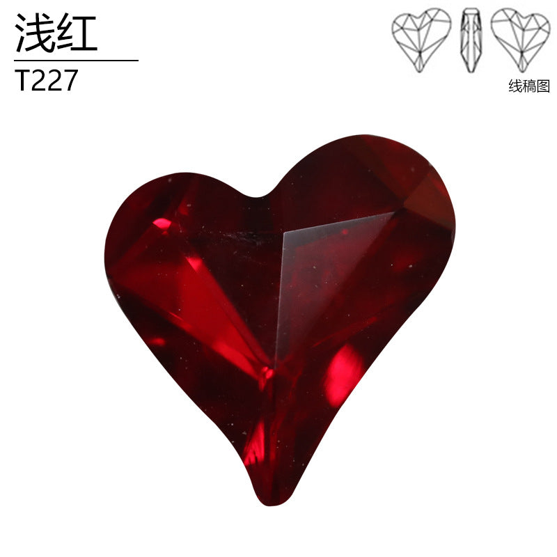 Factory direct sales, crooked peach heart boutique high-top drill pointed bottom special-shaped glass drill DIY nail art jewelry accessories materials