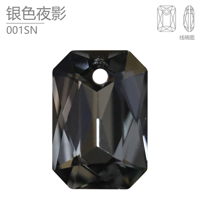 Cross-border hot-selling, rectangular octagonal single-hole crystal pendant, high-end jewelry, jewelry material DIY necklace, earrings accessories.