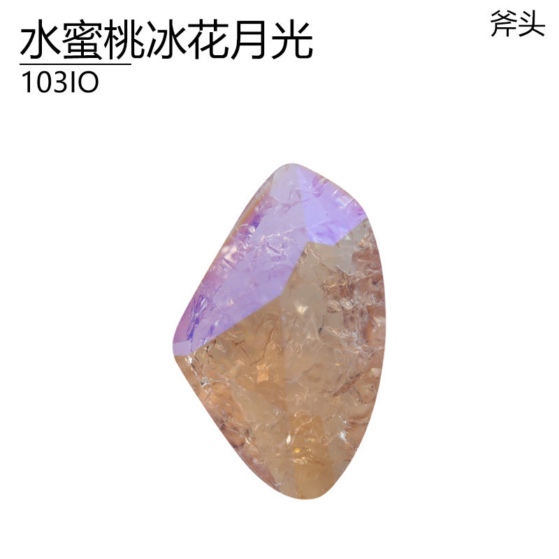 Axe special-shaped natural ice flower crystal moonlight IO series DIY nail diamond high-end crystal jewelry high-top diamond