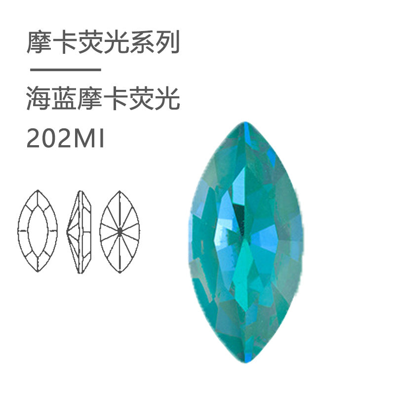 Cross-border hot-selling high-quality imitation Austrian K9 horse eye mocha fluorescent pointed bottom crystal diamond DIY nail art self-adhesive jewelry accessories