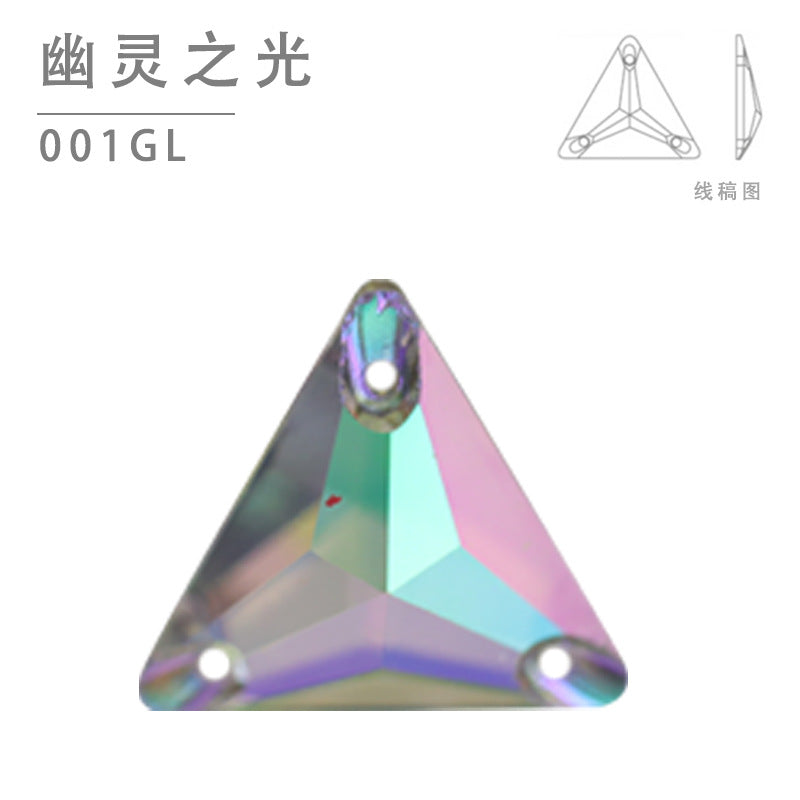 Factory direct sales, clothing accessories, triangular flat buckle, hand seam stone flat bottom diamond, glass material, super flash crystal diamond