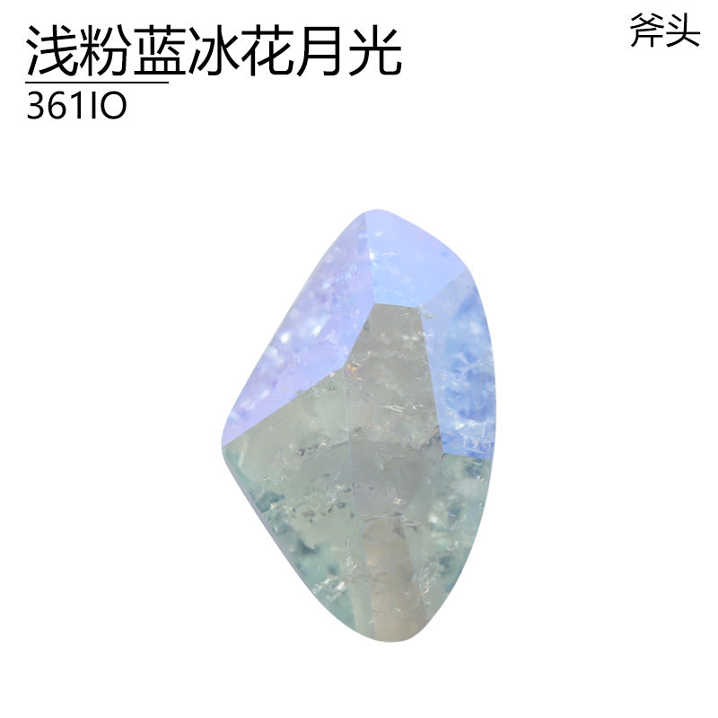 Axe special-shaped natural ice flower crystal moonlight IO series DIY nail diamond high-end crystal jewelry high-top diamond