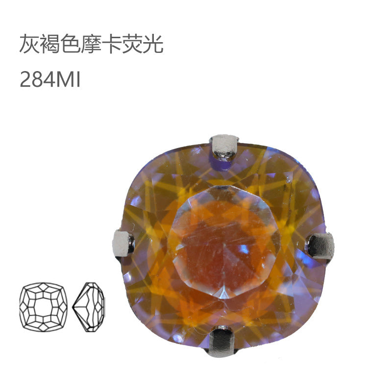 2021 autumn new models, fat square claw diamond mocha fluorescent DIY clothing, wedding accessories, jewelry, crystal diamond accessories