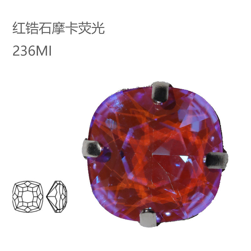 2021 autumn new models, fat square claw diamond mocha fluorescent DIY clothing, wedding accessories, jewelry, crystal diamond accessories