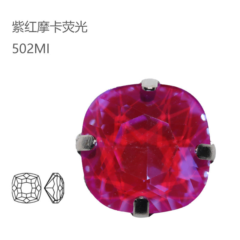 2021 autumn new models, fat square claw diamond mocha fluorescent DIY clothing, wedding accessories, jewelry, crystal diamond accessories